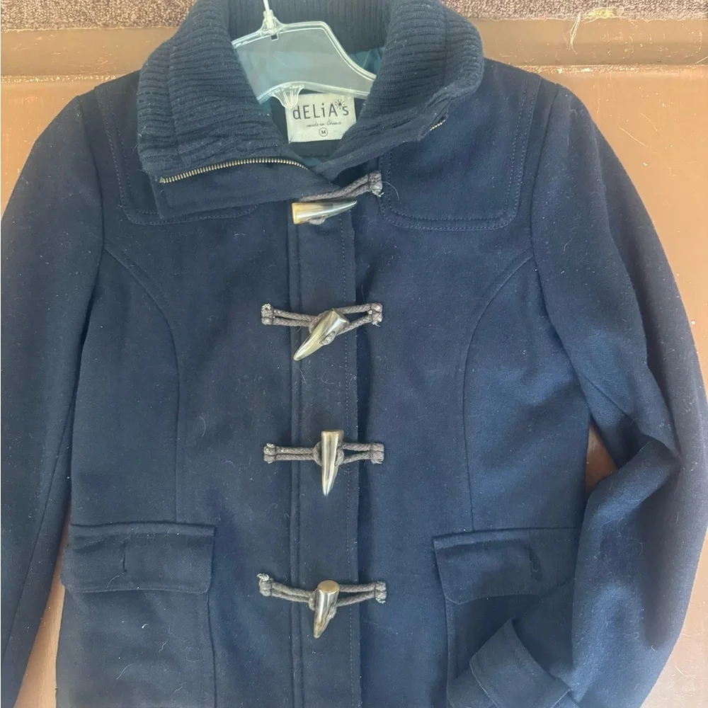 Y2K dELiA*s Navy Blue Toggle Pea Coat - Juniors M
